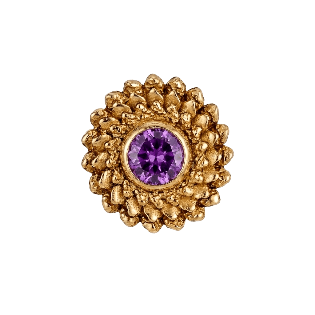 Vortex - 14K Gold Stone Threadless/Threaded End - piercing - zone.com