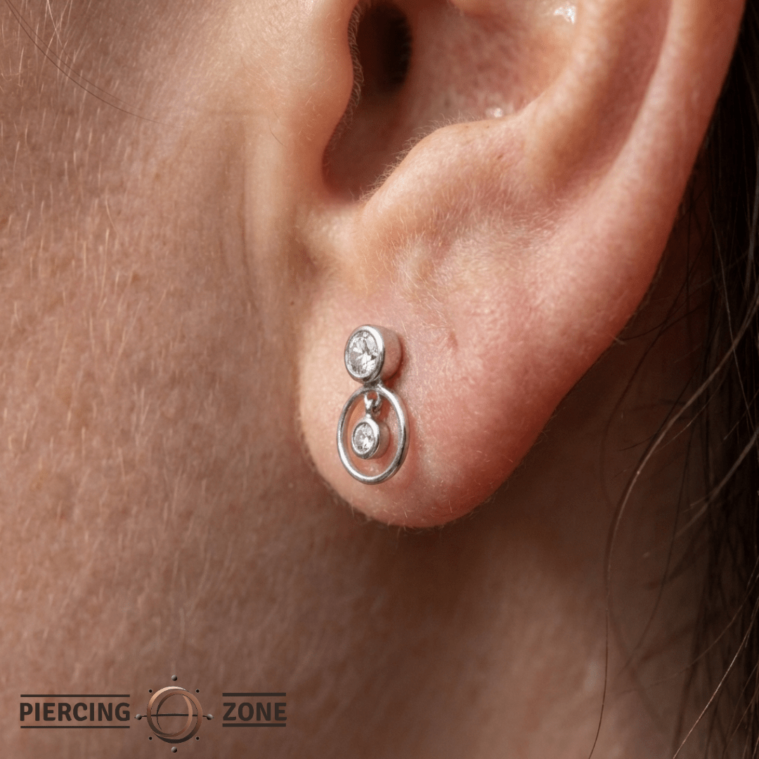 Warhol – Swarovski CZ Dangle – 14K Gold Threadless End - piercing - zone.com