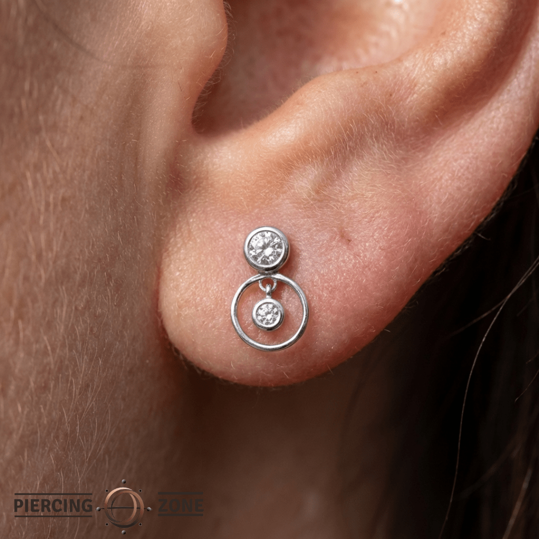Warhol – Swarovski CZ Dangle – 14K Gold Threadless End - piercing - zone.com