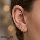 Water Element – 14K/18K Gold Fluid Flat Threadless End - piercing - zone.com