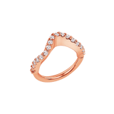 Wave Seamless Ring – 14K Gold Fluid Line Pavé Design - piercing-zone.com