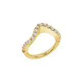 Wave Seamless Ring – 14K Gold Fluid Line Pavé Design - piercing-zone.com