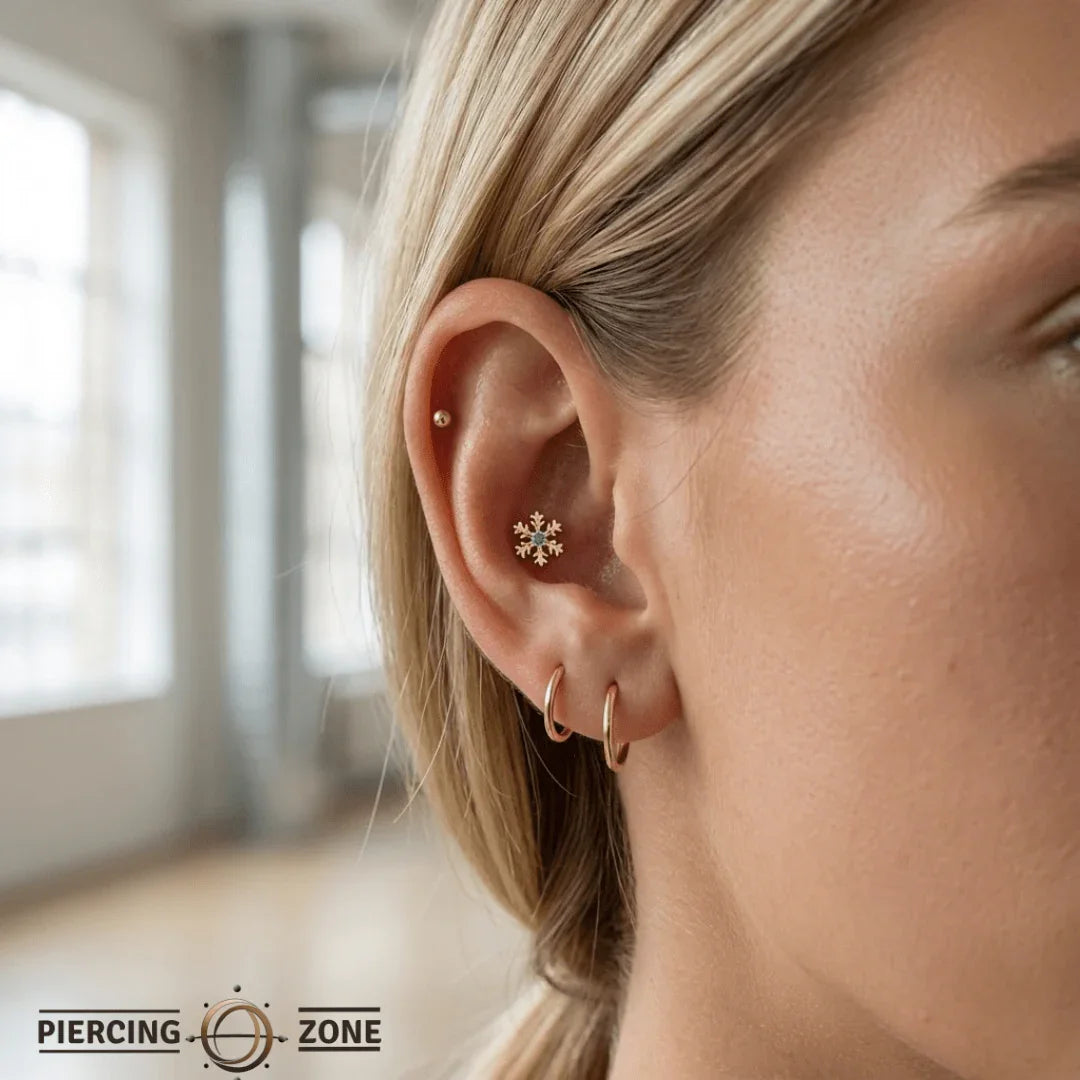 Wet Snowflake – 14K/18K Gold Threadless End - piercing - zone.com