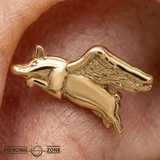 When Pigs Fly – 14K Gold Threadless/Threaded End - piercing - zone.com