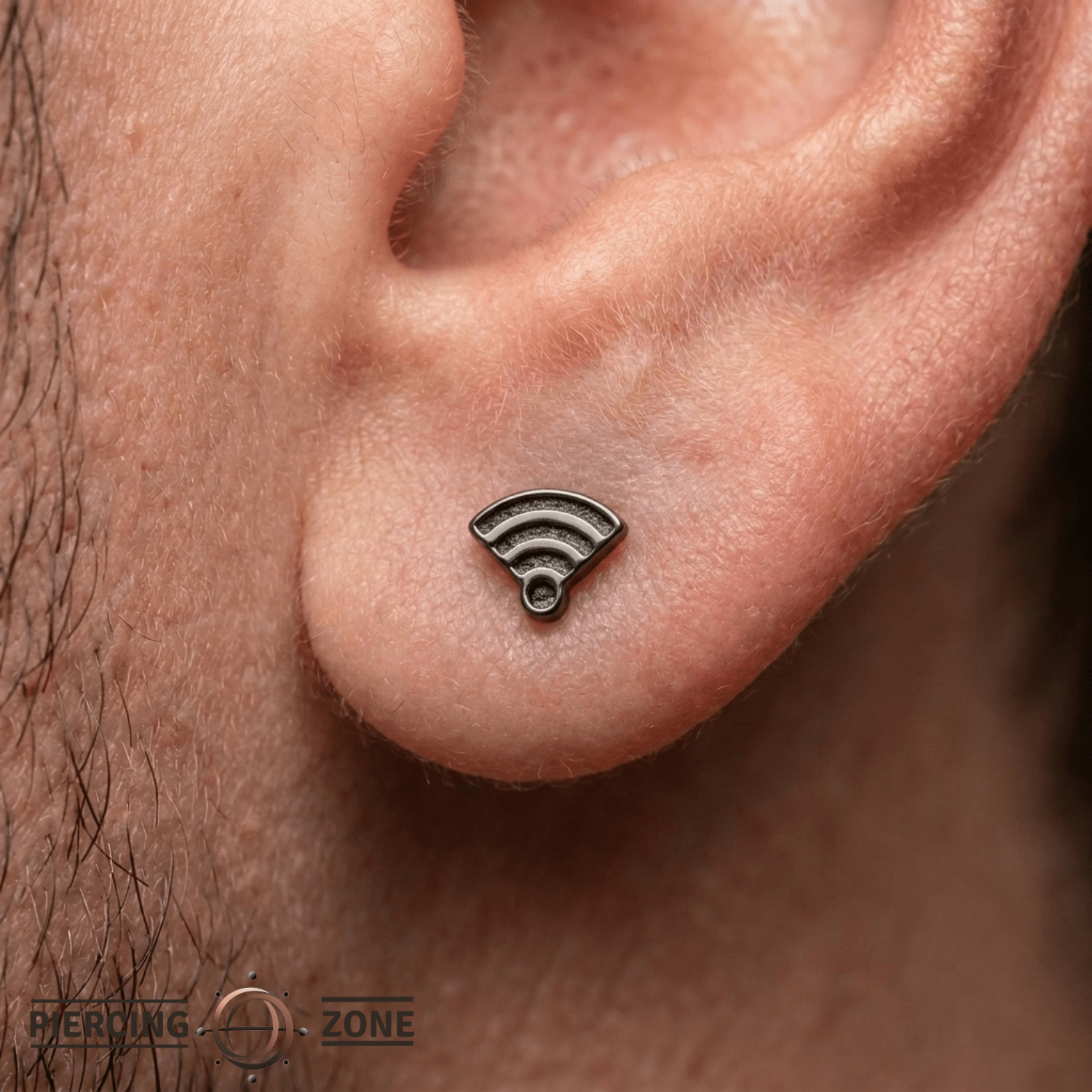 Wi - Fi Symbol – 14K Gold Threadless/Threaded End - piercing - zone.com