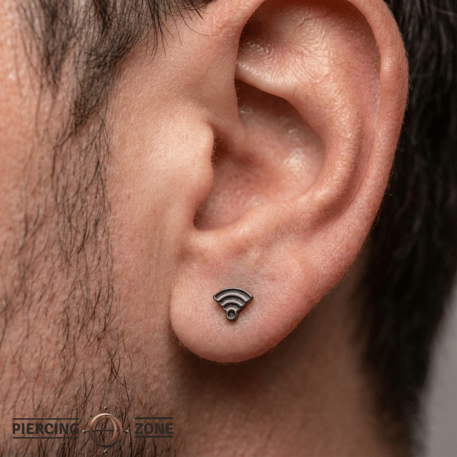 Wi - Fi Symbol – 14K Gold Threadless/Threaded End - piercing - zone.com