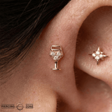Wine Glass – 14K Gold Threadless/Threaded End - piercing - zone.com