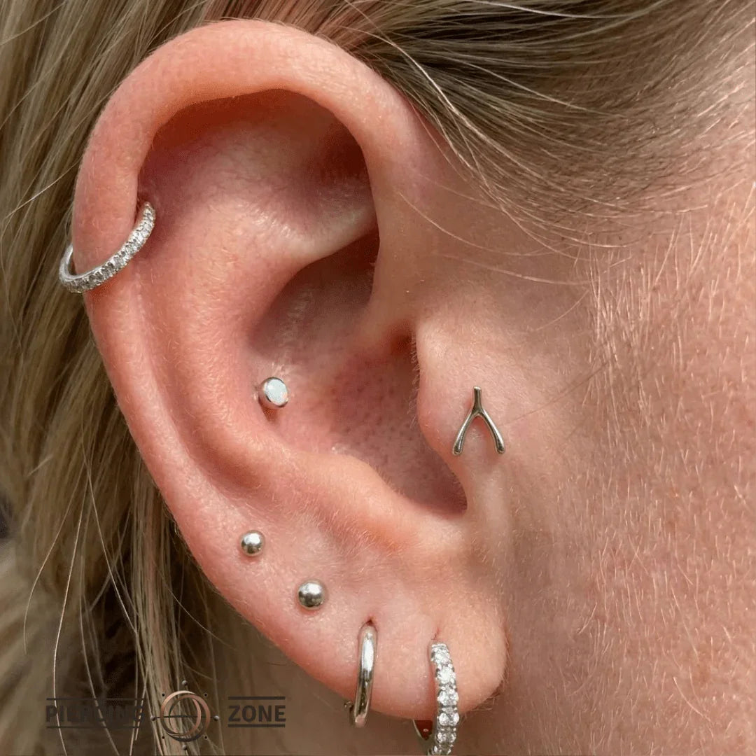 Wishbone – 14K/18K Gold Sculpted Threadless End - piercing - zone.com