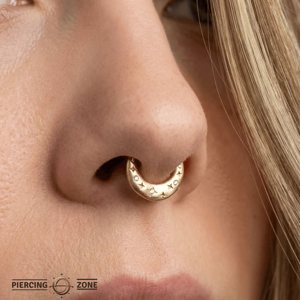 Wishful Thinking – CZ Star Cluster – 14K Gold Clicker Ring - piercing - zone.com