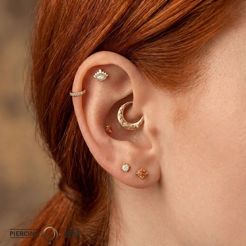 Wishful Thinking – CZ Star Cluster – 14K Gold Clicker Ring - piercing - zone.com