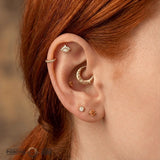 Wishful Thinking – CZ Star Cluster – 14K Gold Clicker Ring - piercing - zone.com