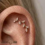 Wisteria Pin - 14K Gold Gem Threadless End - piercing - zone.com