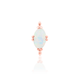 Xara – White Opal Oval Beaded – 14K Gold Threadless End - piercing - zone.com