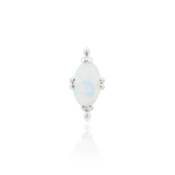 Xara – White Opal Oval Beaded – 14K Gold Threadless End - piercing - zone.com