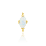 Xara – White Opal Oval Beaded – 14K Gold Threadless End - piercing - zone.com