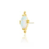 Xara – White Opal Oval Beaded – 14K Gold Threadless End - piercing - zone.com