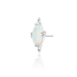 Xara – White Opal Oval Beaded – 14K Gold Threadless End - piercing - zone.com