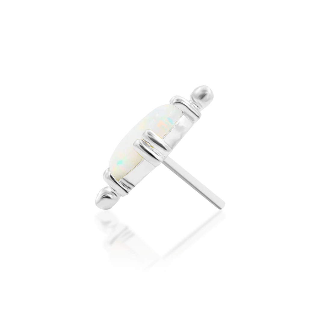 Xara – White Opal Oval Beaded – 14K Gold Threadless End - piercing - zone.com