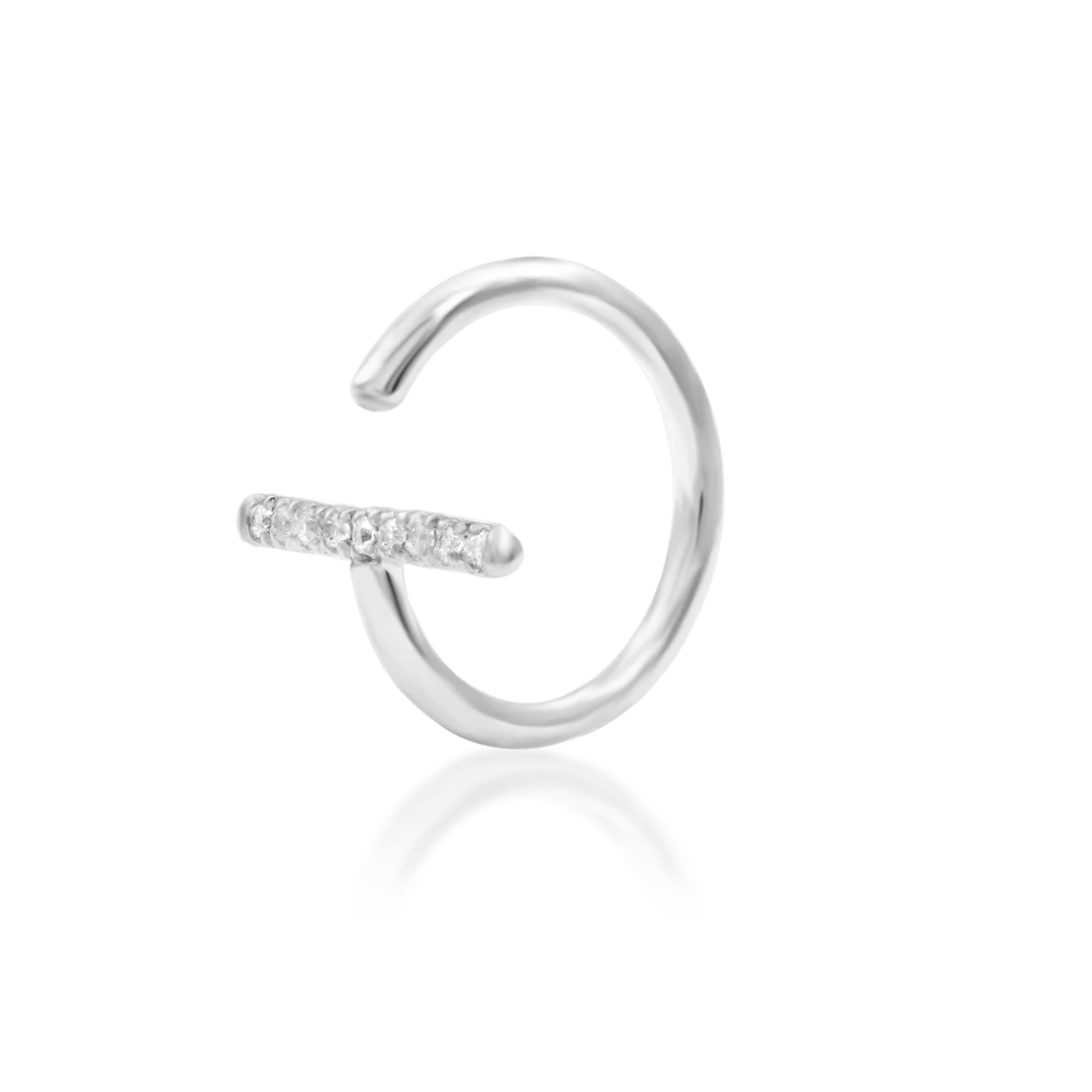 Xaven – White CZ Arc – 14K Gold Seam Ring - piercing - zone.com