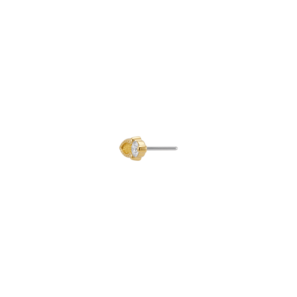Xiphos - 18K Gold Gem Threadless/Threaded End - piercing-zone.com