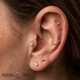 Xiphos - 18K Gold Gem Threadless/Threaded End - piercing-zone.com
