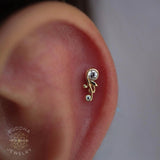 Paragon CZ Leaf-Inspired Threadless End – 14K Gold