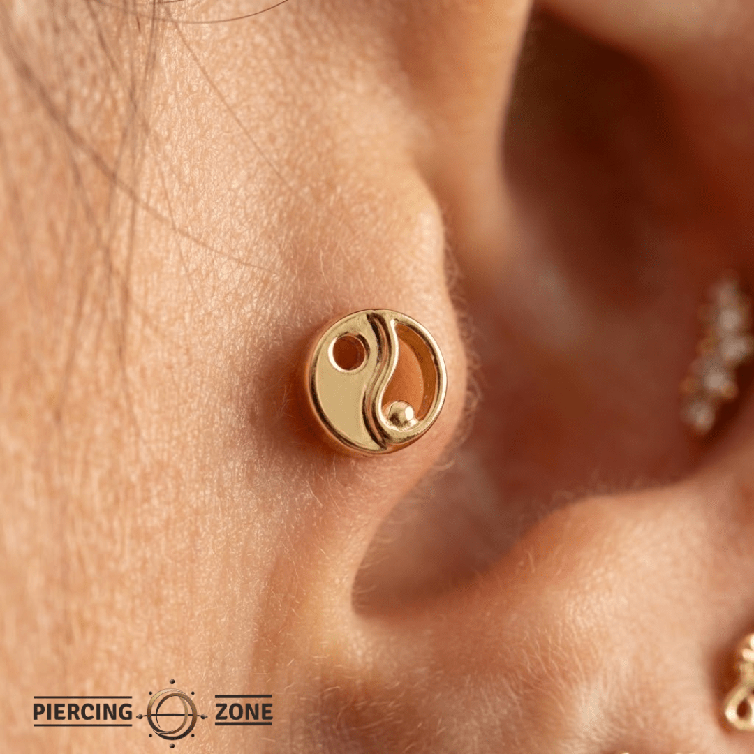 Yin and Yang – 14K Gold Threadless/Threaded End - piercing - zone.com