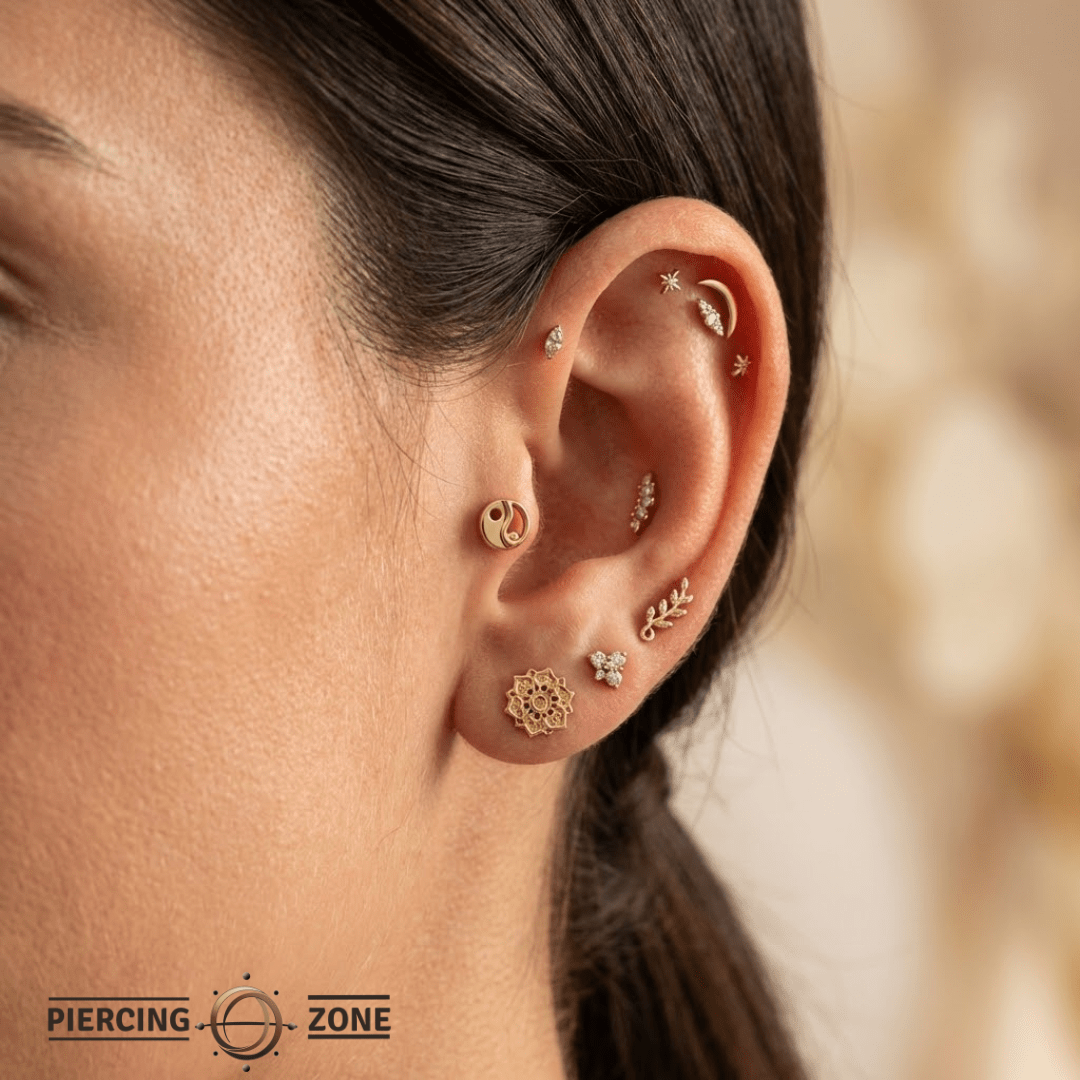Yin and Yang – 14K Gold Threadless/Threaded End - piercing - zone.com