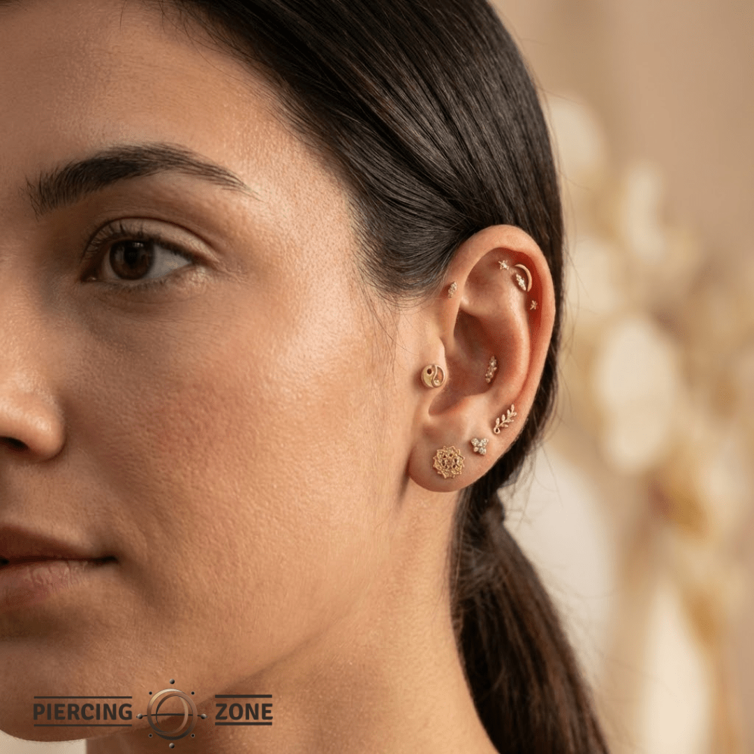 Yin and Yang – 14K Gold Threadless/Threaded End - piercing - zone.com