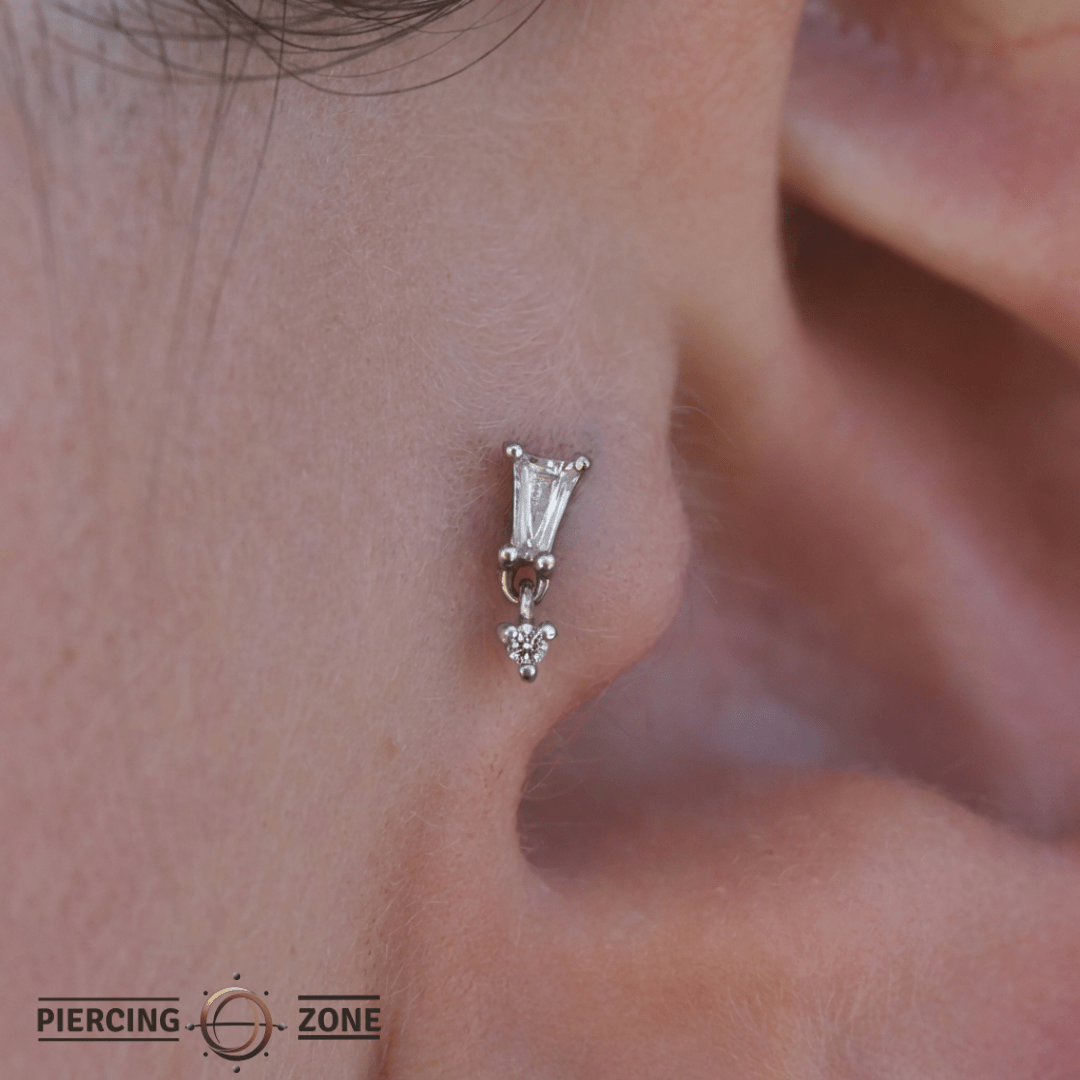 Yves – Swarovski CZ Dangle – 14K Gold Threadless End - piercing - zone.com