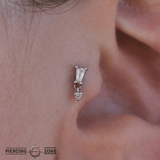 Yves – Swarovski CZ Dangle – 14K Gold Threadless End - piercing - zone.com
