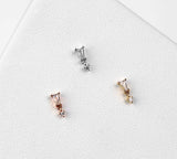 Yves – Swarovski CZ Dangle – 14K Gold Threadless End - piercing - zone.com