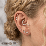 Yves – Swarovski CZ Dangle – 14K Gold Threadless End - piercing - zone.com