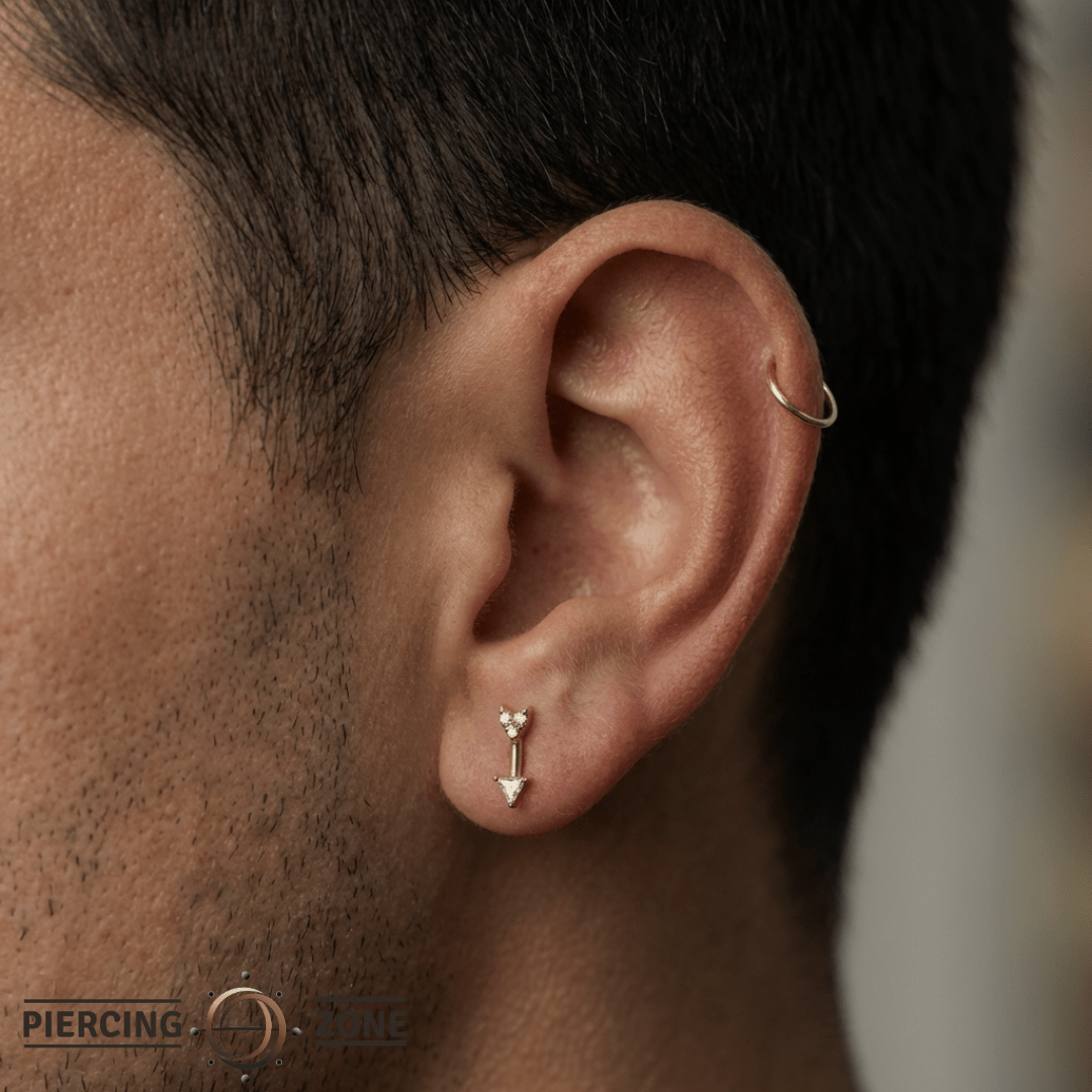 Zandra – CZ Arrow – 14K Gold Threadless End - piercing - zone.com