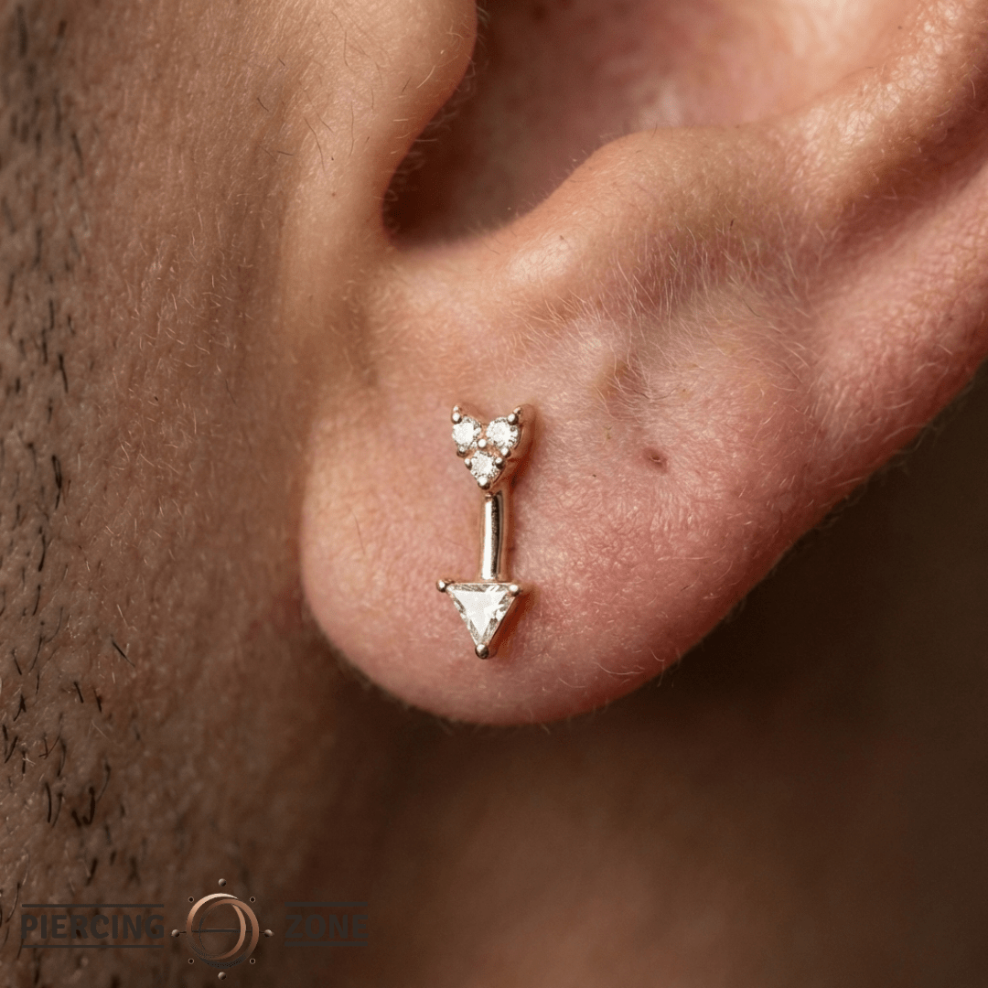 Zandra – CZ Arrow – 14K Gold Threadless End - piercing - zone.com