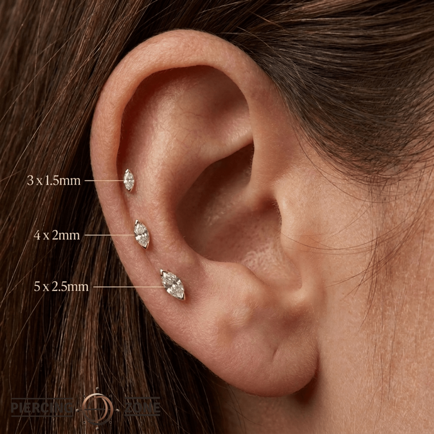 Zuri CZ - 14K Gold Gem Threadless End - piercing - zone.com
