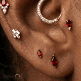 Zuri – Garnet Marquise – 14K Gold Threadless End - piercing - zone.com