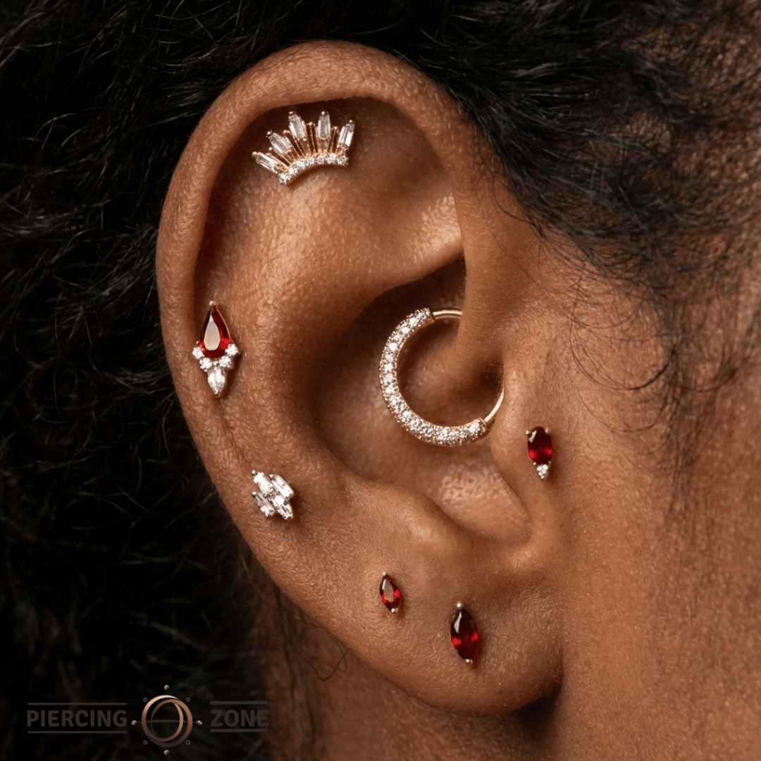 Zuri – Garnet Marquise – 14K Gold Threadless End - piercing - zone.com