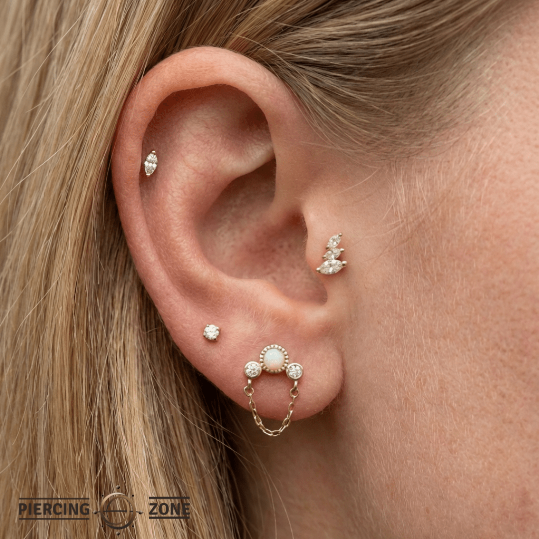 Zuri – Genuine Diamond Marquise – 14K Gold Threadless End - piercing - zone.com