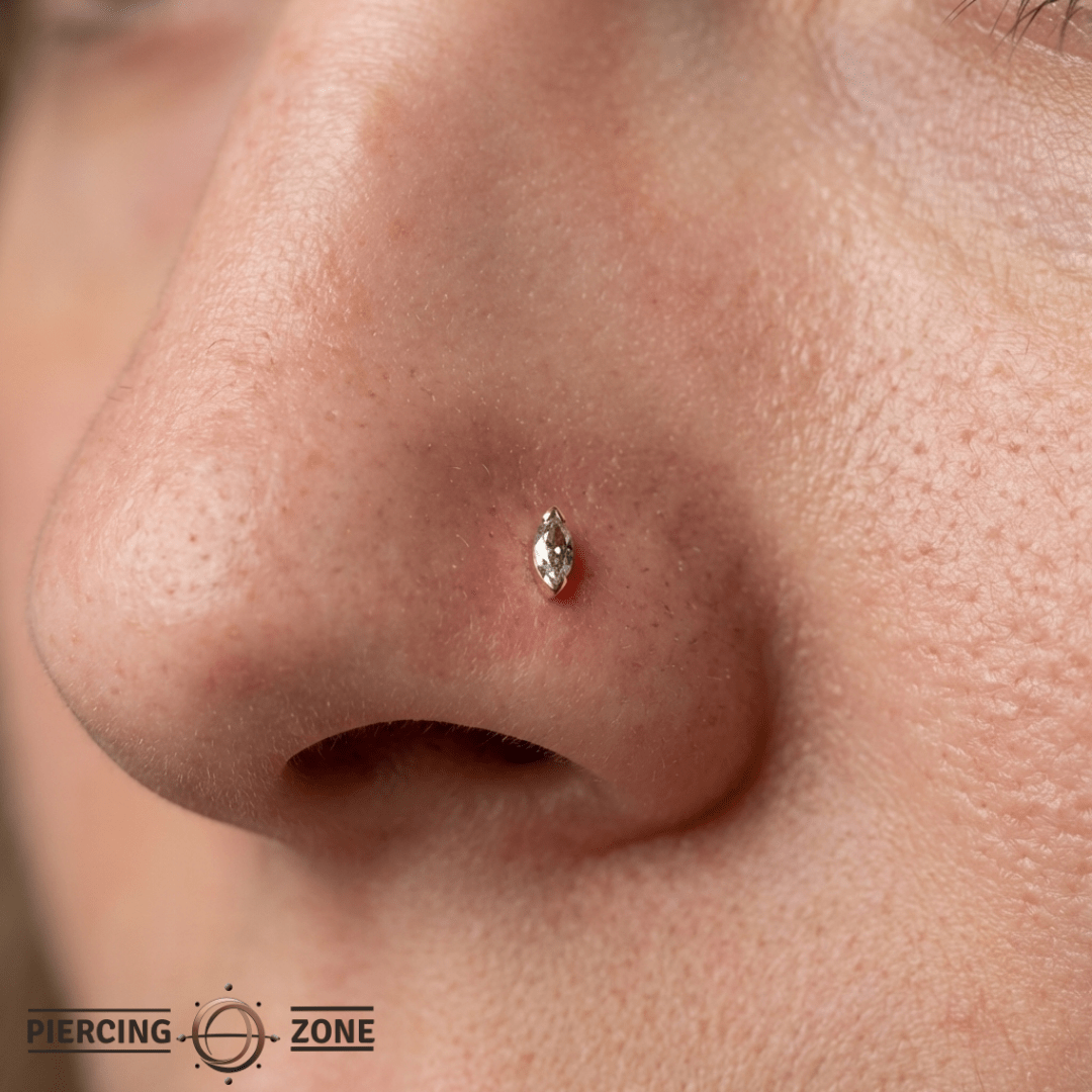 Zuri – Grey Diamond Marquise – 14K Gold Threadless End - piercing - zone.com
