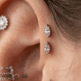 Zuri – Grey Diamond Marquise – 14K Gold Threadless End - piercing - zone.com