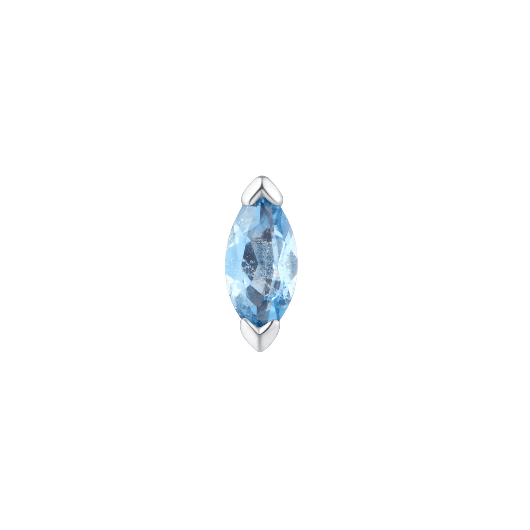 Zuri London Blue Topaz Threadless End – 14K Gold Marquise Gem - piercing - zone.com