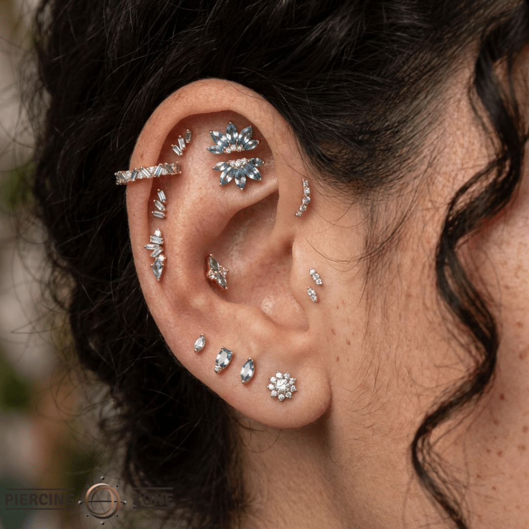 Zuri – Marquise London Blue Topaz – 14K Gold Threadless End - piercing - zone.com