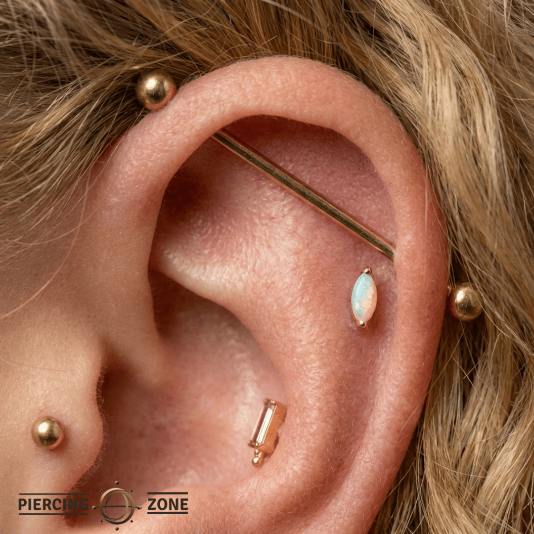 Zuri – Marquise Opal – 14K Gold Threadless End - piercing - zone.com