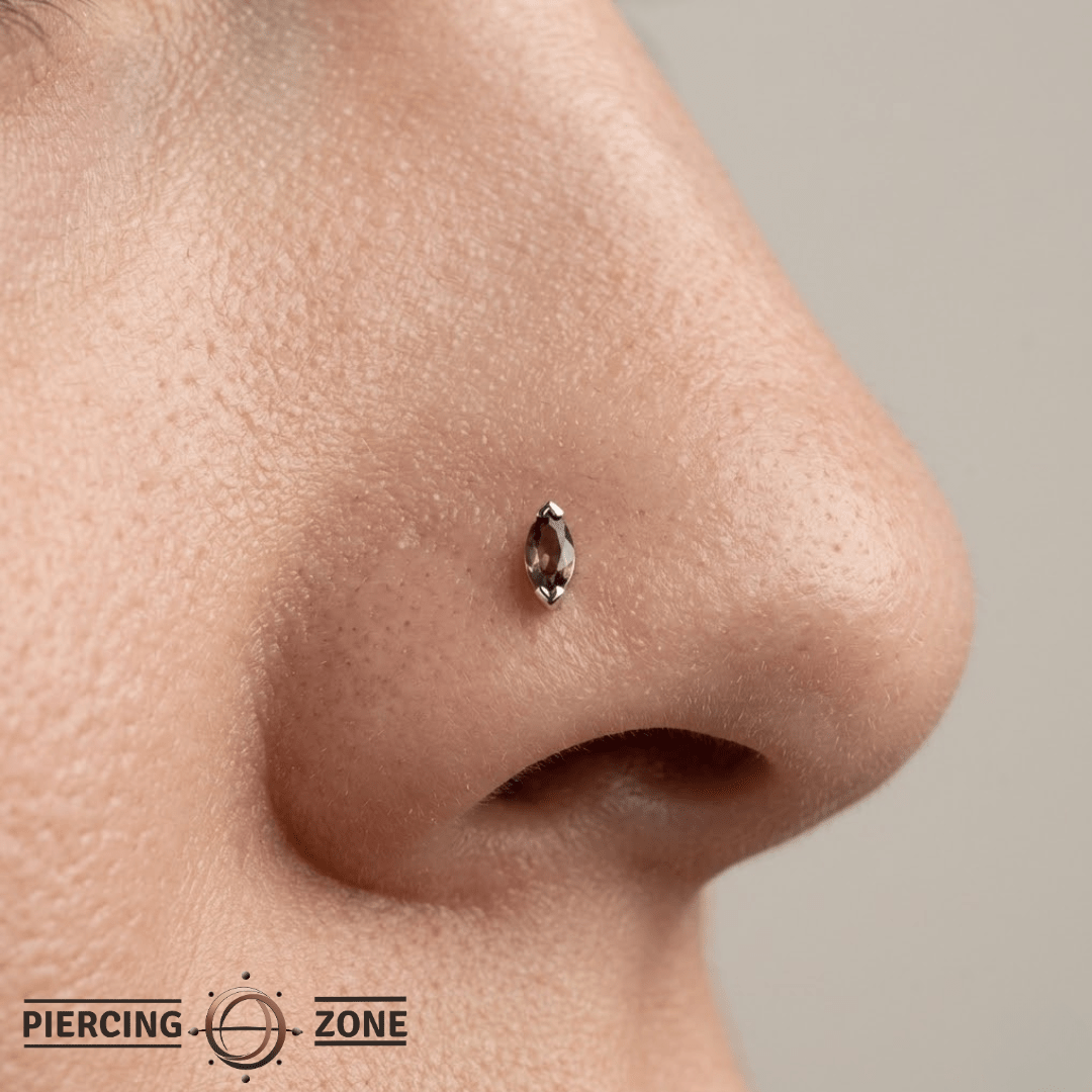 Zuri – Smoky Quartz Marquise – 14K Gold Threadless End - piercing - zone.com