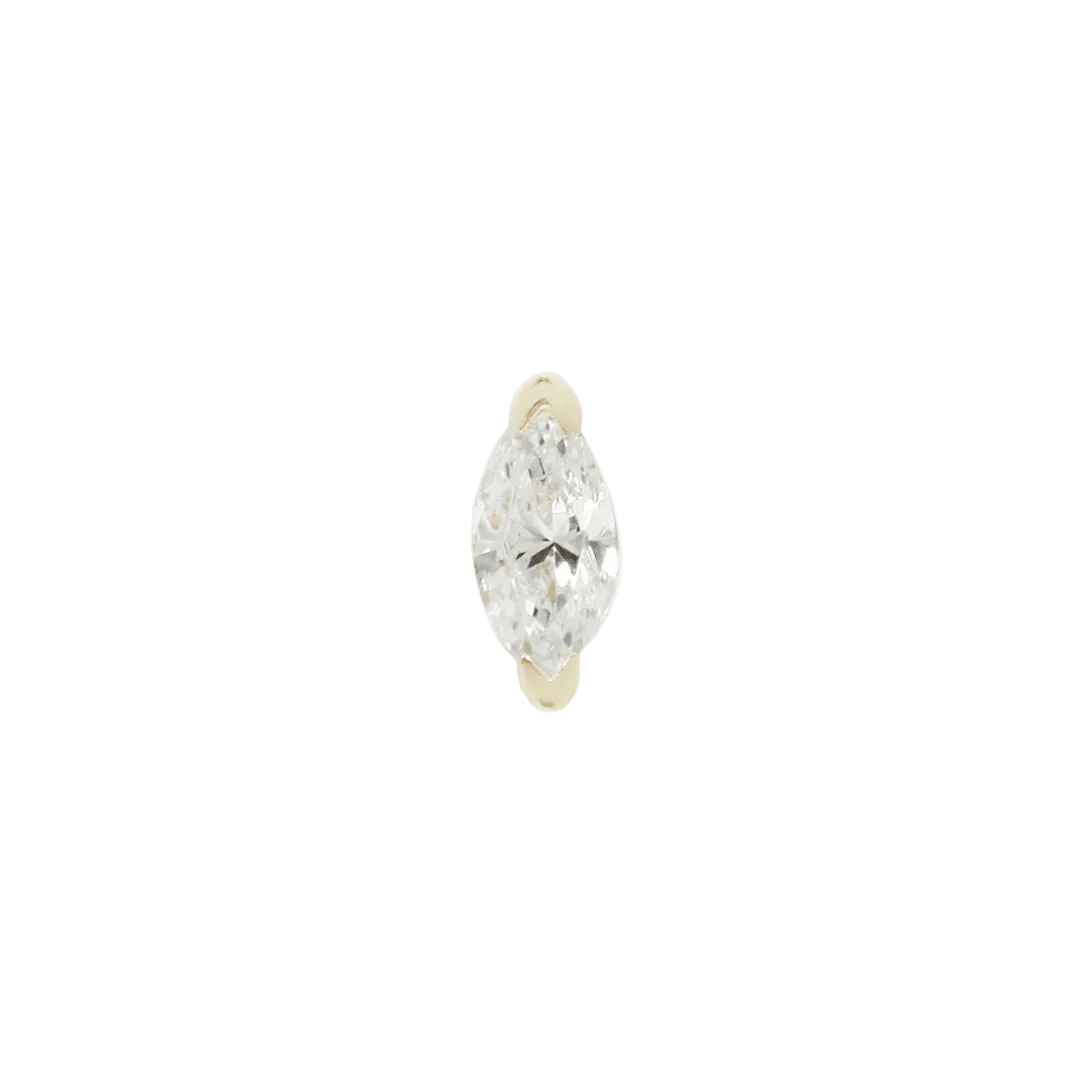 Zuri Threadless End with CZ - 14K Gold Gem Threadless End - piercing - zone.com