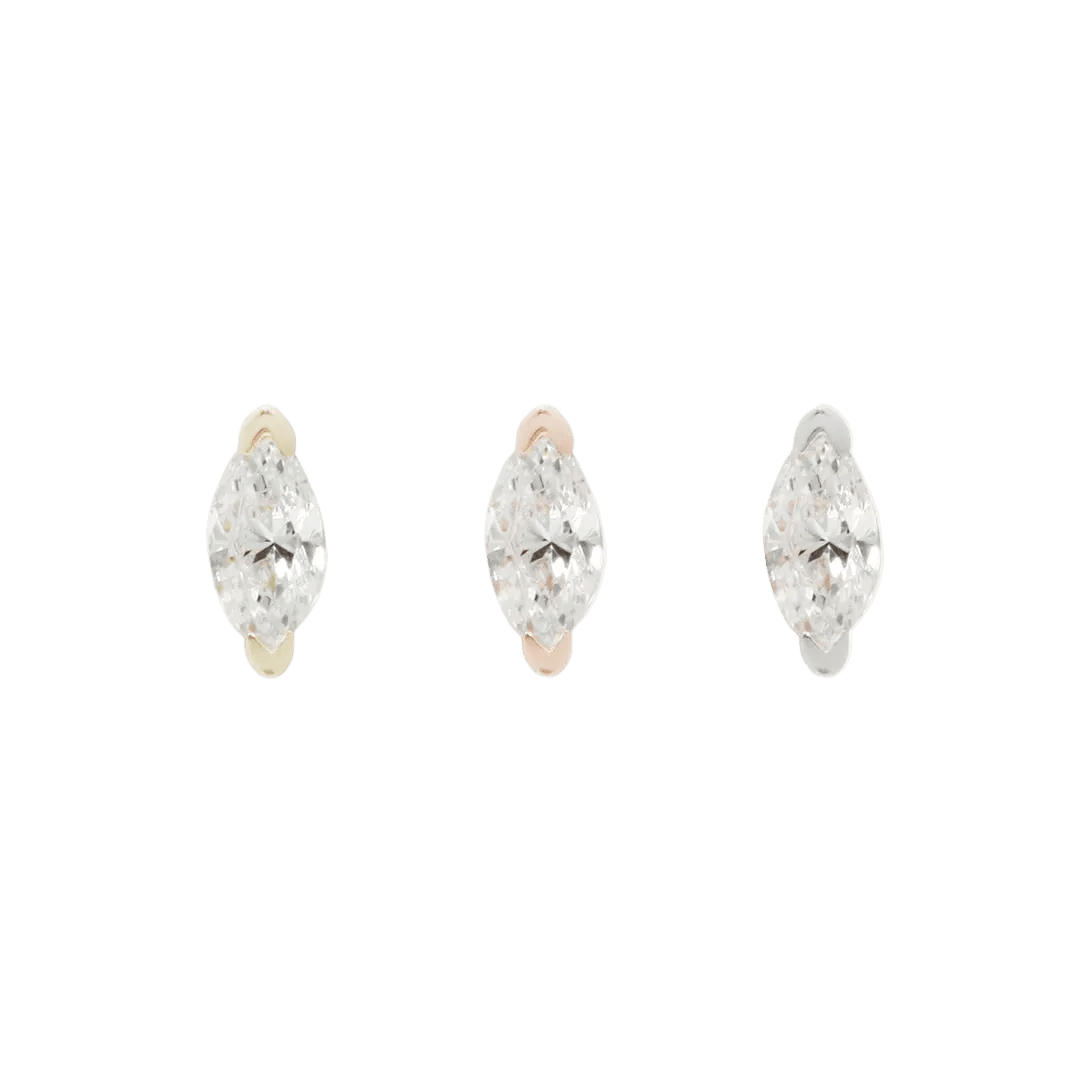 Zuri Threadless End with CZ - 14K Gold Gem Threadless End - piercing - zone.com