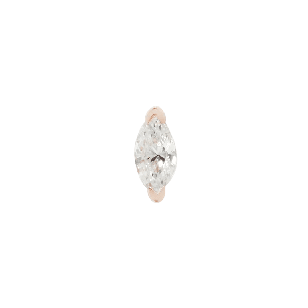 Zuri Threadless End with CZ - 14K Gold Gem Threadless End - piercing - zone.com