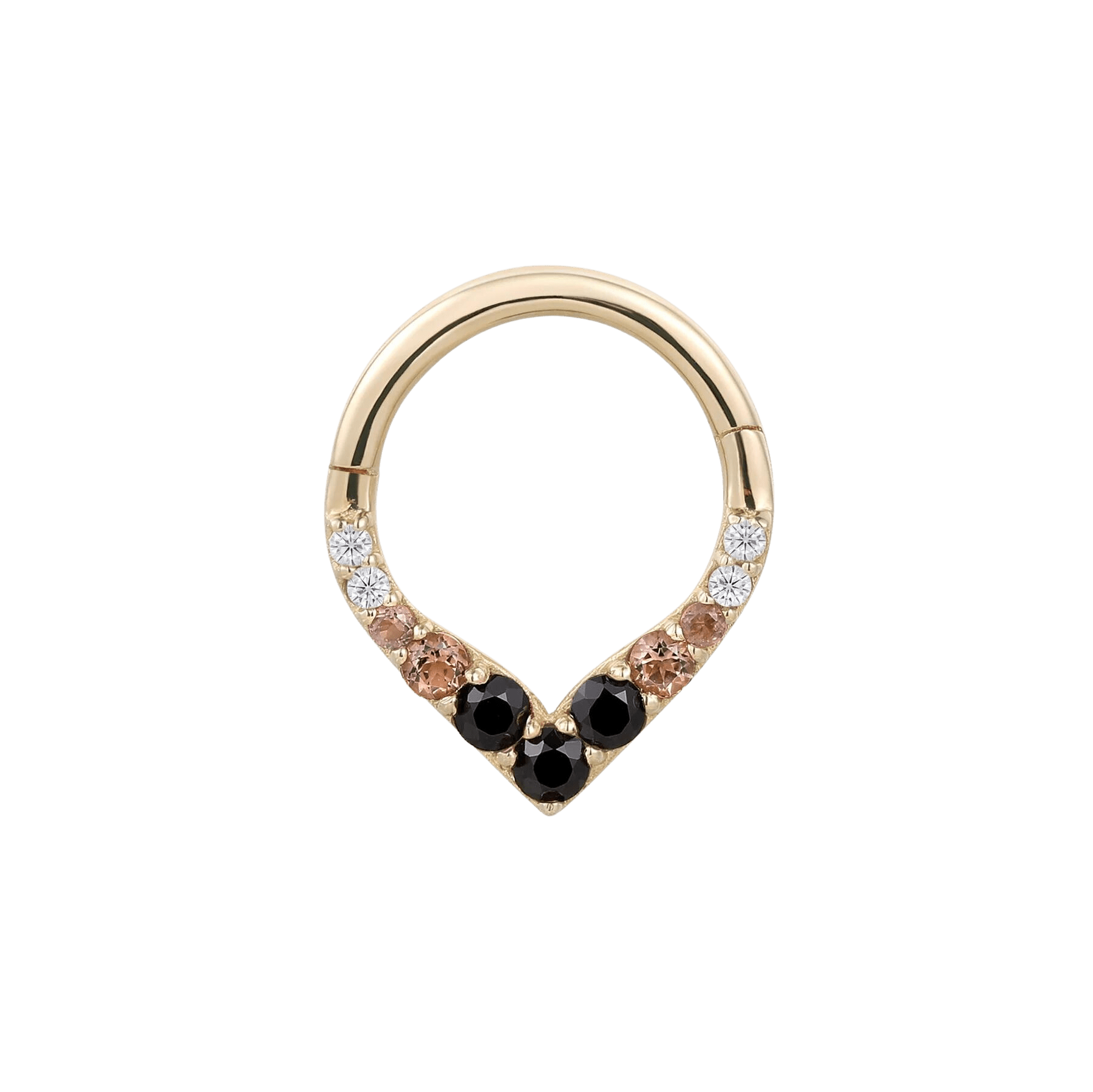 Rise + Shine - Smokey Quartz + Black Spinel Ombre - Solid 14Kt Gold Clicker