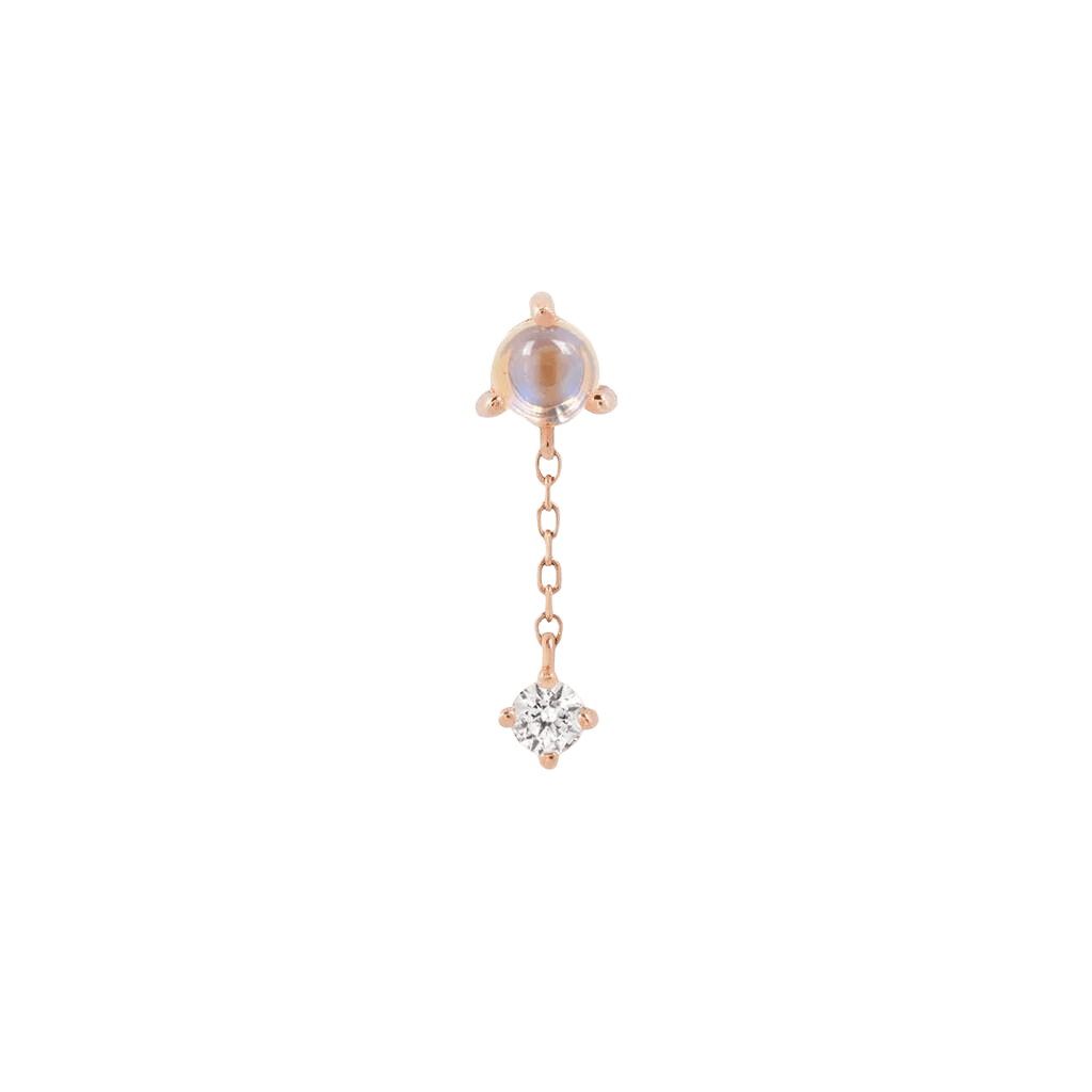 Bianca – 14K Gold Moonstone & White Sapphire Threadless End